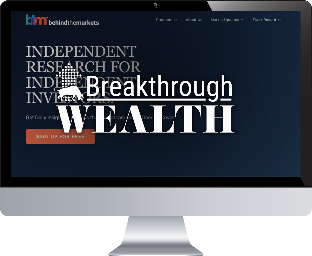 Breakthrough Wealth website on laptop